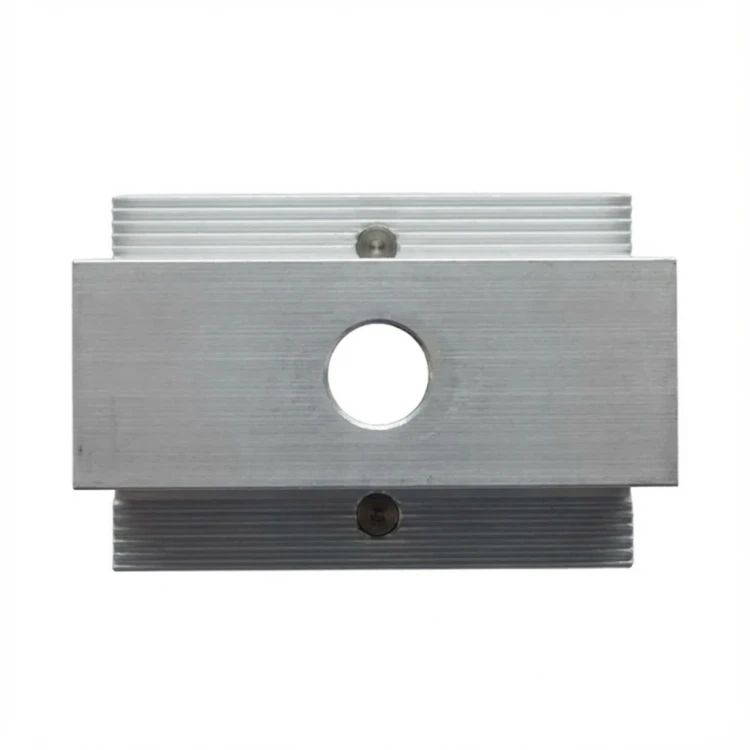 Klema środkowa H25 L50 surowa z dwoma pinami uziemiającymi aluminium 6063-T66 PV-04-19 (3)