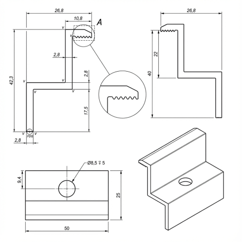 [RDY] Klema końcowa H40 L50 lakierowana czarna PV-03-79 (2)