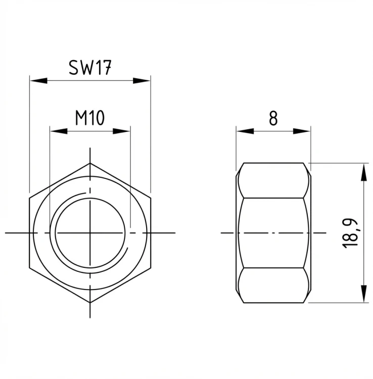 Nakrętka sześciokątna M10 DIN 934 A4-80 000-064 (2)