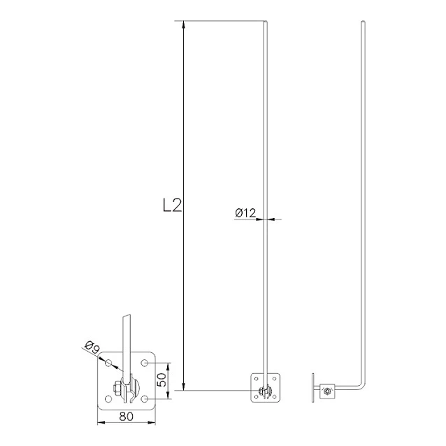 Iglica odgromowa kominowa h=1500mm aluminium 000-180 (2)