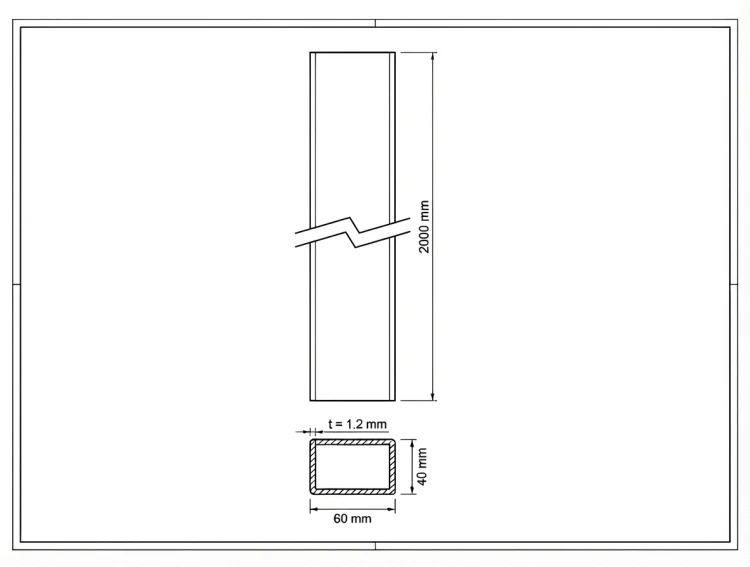Słupek ogrodzeniowy 60x40x1,2 mm, długość 2,0 mb, grafitowy RAL 7016 000-193 (3)