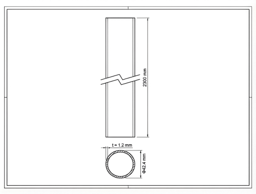 Słupek ogrodzeniowy Fi 42,4x1,2, długość 2,3 mb, czarny RAL 9005 000-218 (2)