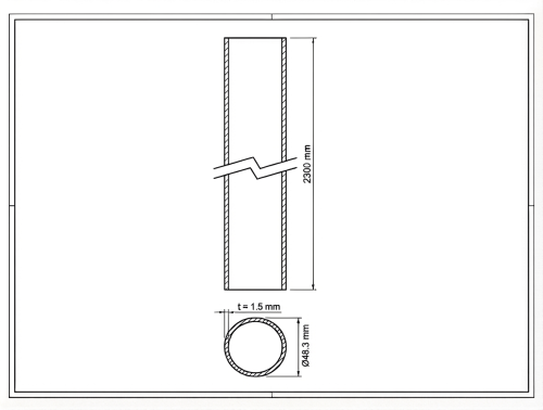 Słupek ogrodzeniowy Fi 48,3x1,5, długość 2,3 mb, czarny RAL 9005 000-226 (2)