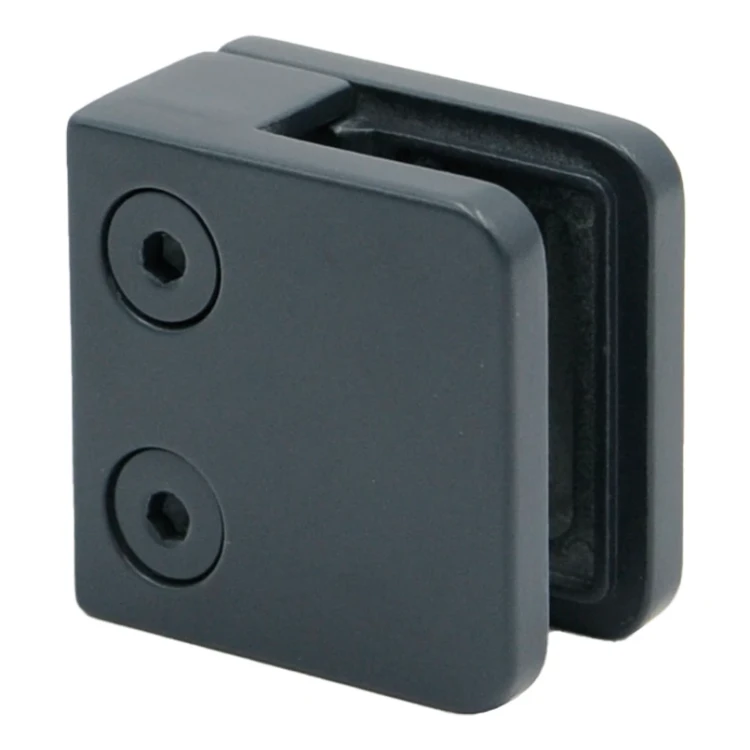 Uchwyt do szkła 45x45x26 mm antracyt szkło 6-10,76 mm zamak system płaski malowany 000-269 (3)