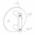 Mocowanie boczne słupa fi 42.4 mm do rury fi 100 mm AISI 304 satyna 000-299 (2)