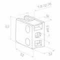 Uchwyt do szkła 8-12,76 mm 52x52x32 mm wspornik i pin AISI 304, system płaski, satyna 000-303 (2)