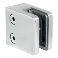 Uchwyt do szkła 45x45x26 mm, szkło 6-10,76 mm, AISI 316, system płaski, satyna