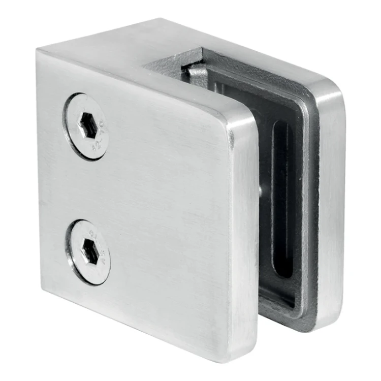 Uchwyt do szkła 45x45x26 mm, szkło 6-10,76 mm, AISI 316, system płaski, satyna 000-336 (1)