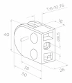 Uchwyt do szkła 50x40x26 mm pin szkło 6-10,76 mm zamak system płaski surowy 000-340 (3)