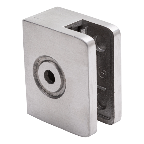 Uchwyt do szkła krańcowy  60x50x28 mm szkło 8-10 mm, AISI 304 satyna system płaski 000-343 (1)