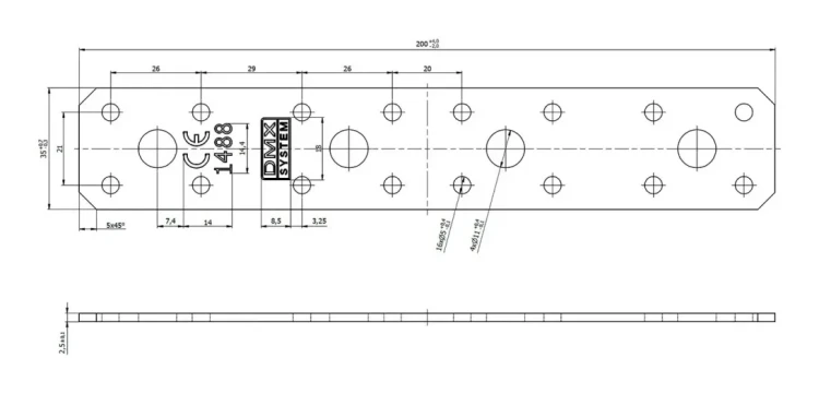 Łącznik płaski ciesielski LP 3 200x35x2,5 000-334 (2)