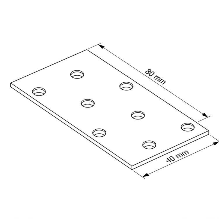 Płytka perforowana łącznik płaski PP 1 40x80x2,0 000-358 (6)