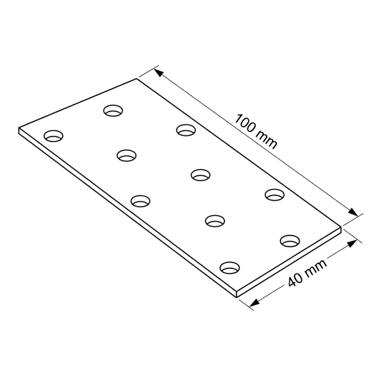 Płytka perforowana łącznik płaski PP 2 40x100x2,0 000-359 (3)