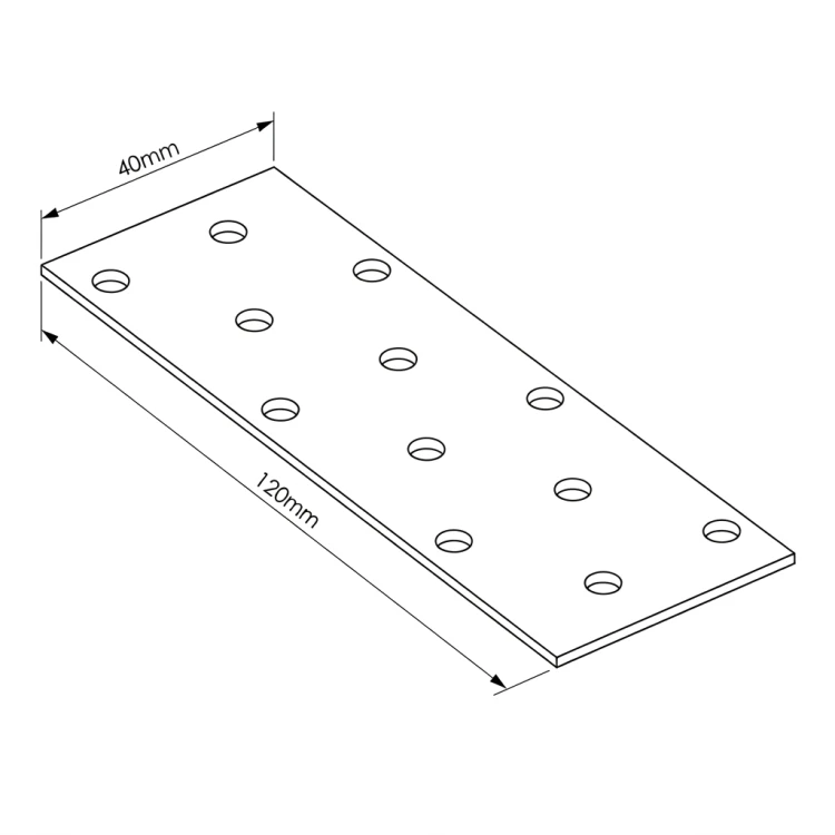 Płytka perforowana łącznik płaski PP 3 40x120x2,0 000-360 (3)
