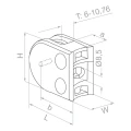 Uchwyt do szkła 50x40x26 mm z pinem, szkło 6-10,76 mm, AISI 304, system 42,4, połysk 000-264 (3)