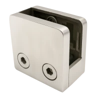 Uchwyt do szkła 45x45x26 mm ze wspornikiem pin szkło 6–10,76 mm AISI 304 system płaski satyna
