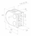 Uchwyt do szkła 6-10,76 mm 50x40x26 mm z pinem AISI 304 system 48,3 mm satyna 50D1-000-435 (2)