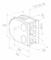 Uchwyt do szkła 6-10,76 mm 50x40x26 mm pin AISI 316 system 42,4 mm satyna 50D1-000-438 (2)