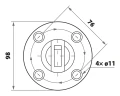 Uchwyt pionowy do szkła 12-17,52 mm spigot  fi 48 mm H=182 mm AISI 304 satyna 000-453 (5)