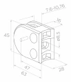 Uchwyt do szkła 63x45x28 mm pin, szkło 6-10,76 mm AISI 304 system 42,4 mm satyna 63D1-000-456 (2)