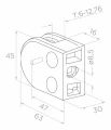 Uchwyt do szkła 6-12,76 mm 63x45x30 mm pin AISI 304 system płaski satyna 63D2-000-458 (2)