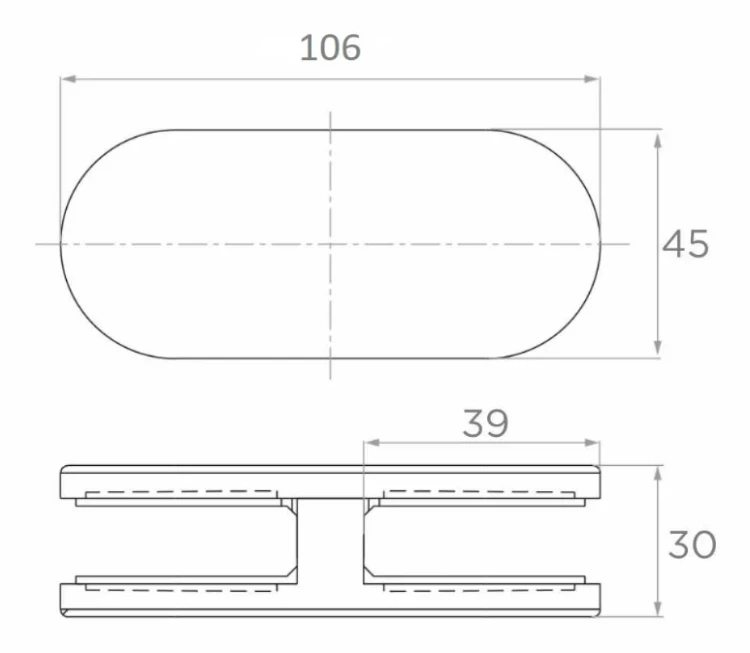 Uchwyt do szkła 6-12,76 mm 180° 106x45x30 mm pin AISI 304 satyna 18D5-000-471 (3)