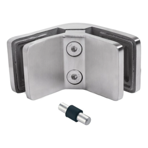 Uchwyt do szkła 6–10,76 mm kwadratowy 90° pin 53x45x26 mm AISI 304 satyna