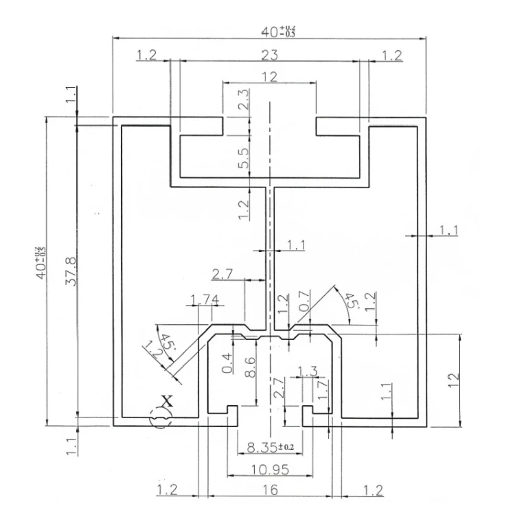 Profil aluminiowy 665cm 40x40 do śrub młoteczkowych PV-01-14 (3)