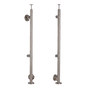 Słupek końcowy lewy fi 42,4x1230mm AISI304 mocowanie boczne satyna