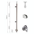 Słupek końcowy lewy fi 42,4x1230mm AISI304 mocowanie boczne satyna 000-525 (2)