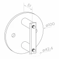 Słupek końcowy lewy fi 42,4x1230mm AISI304 mocowanie boczne satyna 000-525 (5)
