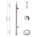 Słupek końcowy prawy/lewy fi 42,4x1060mm AISI304 2 uchwyty do szkła podłogowy 000-558 (2)