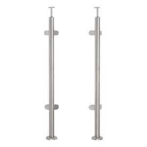 Słupek balustradowy narożny do szkła fi 42,4x1060/1102,4mm 4 uchwyty szlifowany