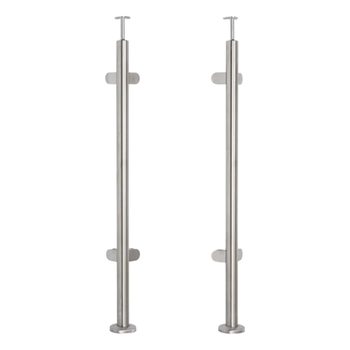 Słupek balustradowy narożny do szkła fi 42,4x1060/1102,4mm 4 uchwyty szlifowany 000-559 (1)
