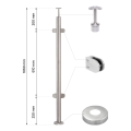 Słupek balustradowy narożny do szkła fi 42,4x1060/1102,4mm 4 uchwyty szlifowany 000-559 (2)