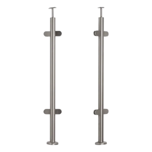 Słupek balustradowy środkowy fi 42,4x1060/1102,4 mm/ 4 uchwyty do szkła