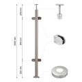 Słupek balustradowy środkowy fi 42,4x1060/1102,4 mm/ 4 uchwyty do szkła AISI 304 000-560 (2)