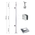 Słupek balustradowy końcowy lewy 40x40x1060/1100mm 2 uchwyty do szkła AISI 304 000-561 (2)