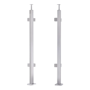 Słupek balustradowy narożny 40x40x1060/1100mm 4 uchwyty do szkła AISI 304
