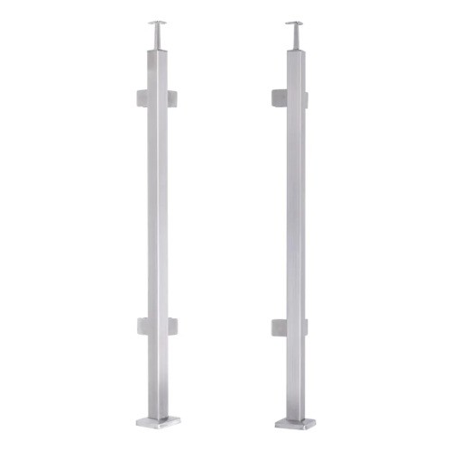 Słupek balustradowy narożny 40x40x1060/1100mm 4 uchwyty do szkła AISI 304 000-562 (1)