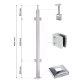 Słupek balustradowy narożny 40x40x1060/1100mm 4 uchwyty do szkła AISI 304 000-562 (2)