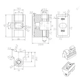 Zawias 180° do uchwytu do szkła 45 x 45 x 26 mm AISI304, satyna 000-567 (3)