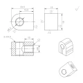 Zawias 180° do uchwytu do szkła 45 x 45 x 26 mm AISI304, satyna 000-567 (4)