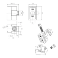 Zawias 180° do uchwytu do szkła 45 x 45 x 26 mm AISI304, satyna 000-567 (5)
