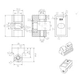 Zawias 180° do uchwytu do szkła 45 x 45 x 26 mm system płaski AISI304, satyna 000-568 (3)
